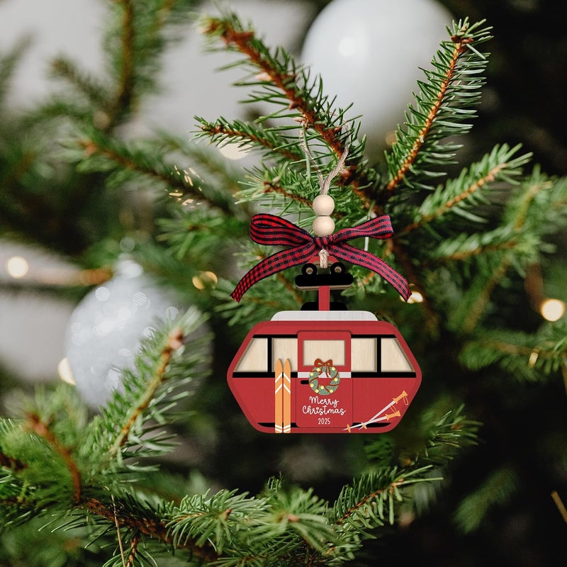 MAPDTWO Ski Gondola Ornament - Skier Lift Ornaments for Christmas Tree, Snow Skiing Ornaments - Ski Gifts for Men, Boys, Skiers, Lovers - Skier Lover Gifts - 2 Layered Wood Ornament 2025 - Image 5